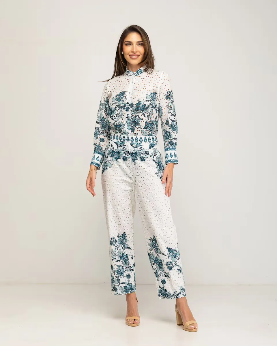 Женские прямые брюки с перфорацией и принтом Salvia Niza, белый
Женские прямые брюки с перфорацией и принтом Salvia Niza, белый