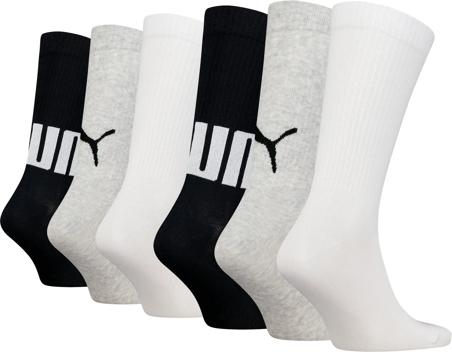 Спортивные носки PUMA (6 шт.) с вышивкой логотипа, цвет White-Grey-Black Combo
Спортивные носки PUMA (6 шт.) с вышивкой логотипа, цвет White-Grey-Black Combo