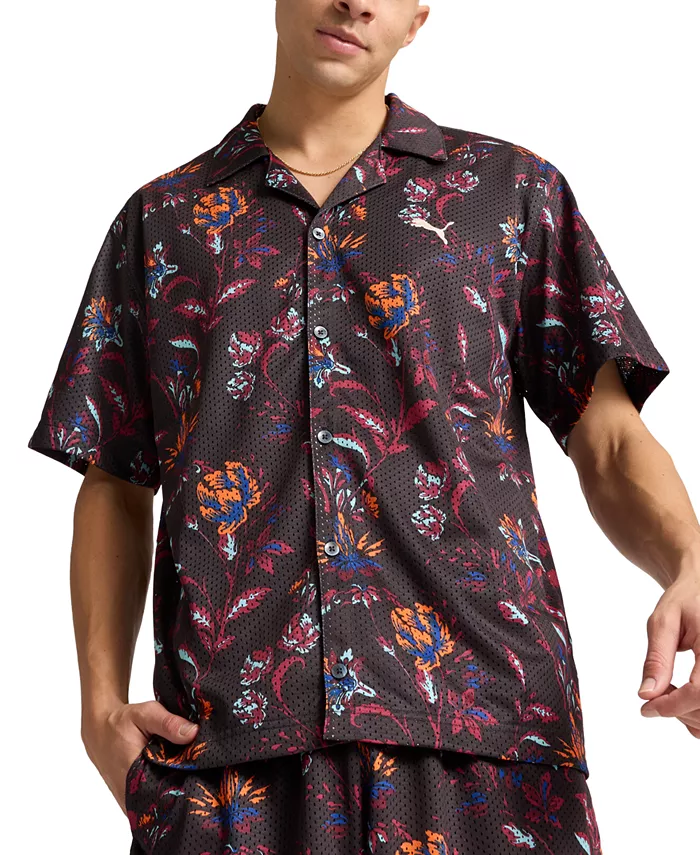 Мужская свободная рубашка на пуговицах с цветочным принтом из сетчатой ткани Camp Shirt Puma, черный
Мужская свободная рубашка на пуговицах с цветочным принтом из сетчатой ткани Camp Shirt Puma, черный
