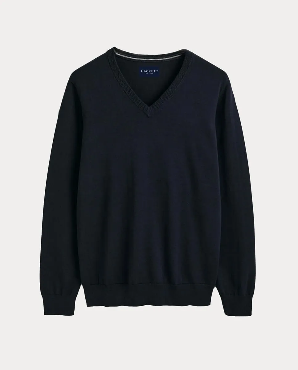 Мужской хлопковый свитер с V-образным вырезом больших размеров Hackett, синий
Мужской хлопковый свитер с V-образным вырезом больших размеров Hackett, синий