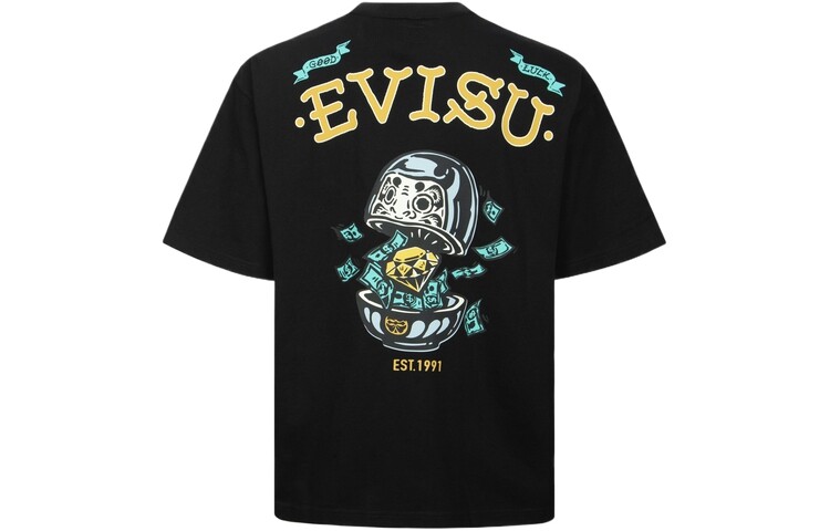 EVISU Мужская футболка, Черный 
EVISU Мужская футболка, Черный