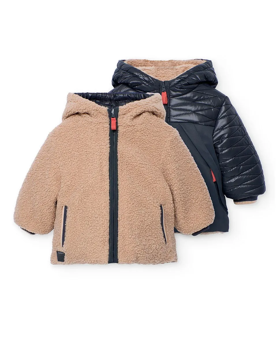 Двусторонняя детская парка с капюшоном и меховой подкладкой Boboli, бежевый
Двусторонняя детская парка с капюшоном и меховой подкладкой Boboli, бежевый