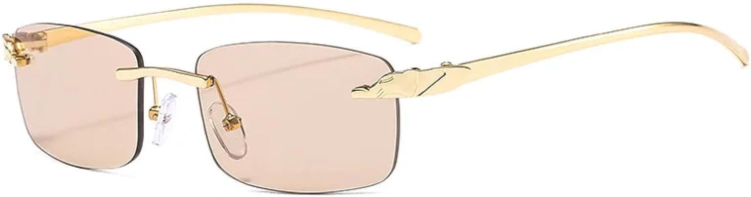 Винтажные уникальные солнцезащитные очки без оправы прямоугольной формы с принтом гепарда для женщин, конфетные цвета, прозрачные линзы для мужчин HHZZYVY, Golden Champagne
Винтажные уникальные солнцезащитные очки без оправы прямоугольной формы с принтом гепарда для женщин, конфетные цвета, прозрачные линзы для мужчин HHZZYVY, Golden Champagne