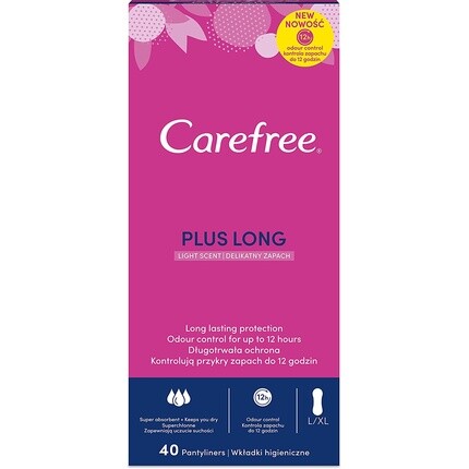 Carefree Plus с длинным легким ароматом, 40 прокладок для трусов
Carefree Plus с длинным легким ароматом, 40 прокладок для трусов