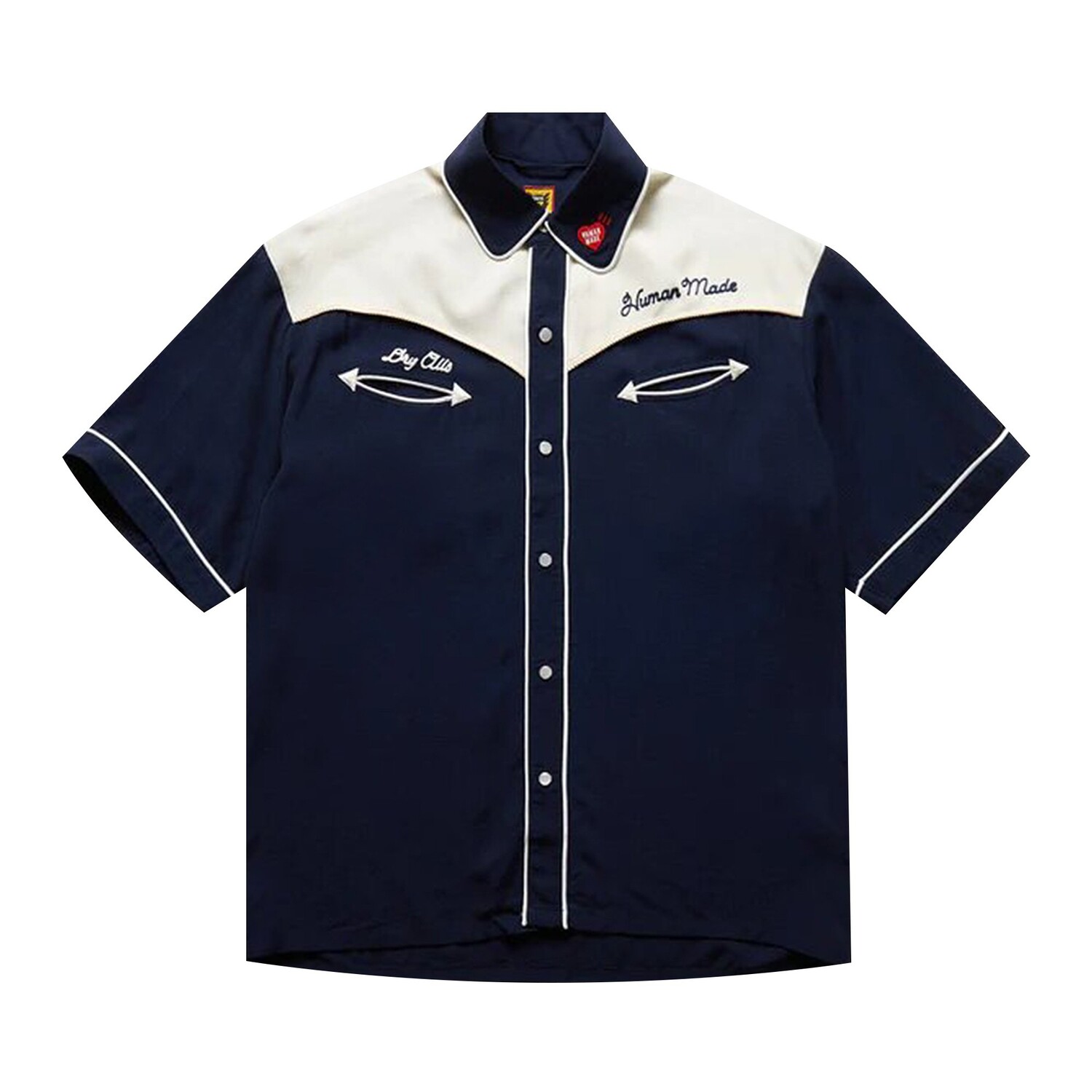 Рубашка с короткими рукавами в стиле вестерн, сделанная человеком, темно-синяя
Рубашка с короткими рукавами в стиле вестерн, сделанная человеком, темно-синяя