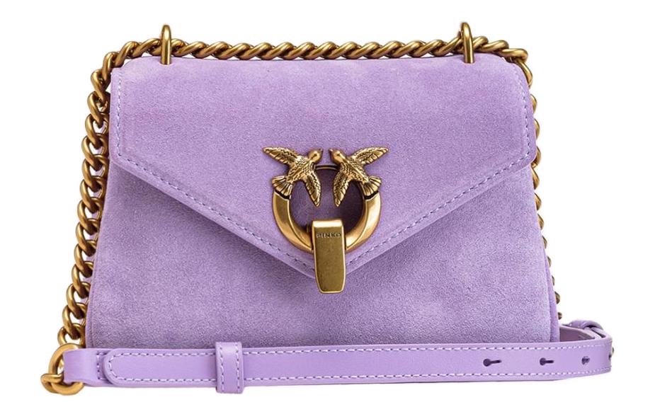 Сумка-мессенджер из замши и коровьей кожи с аппликацией, через плечо, мини, женская, фиолетовая PINKO 
Сумка-мессенджер из замши и коровьей кожи с аппликацией, через плечо, мини, женская, фиолетовая PINKO