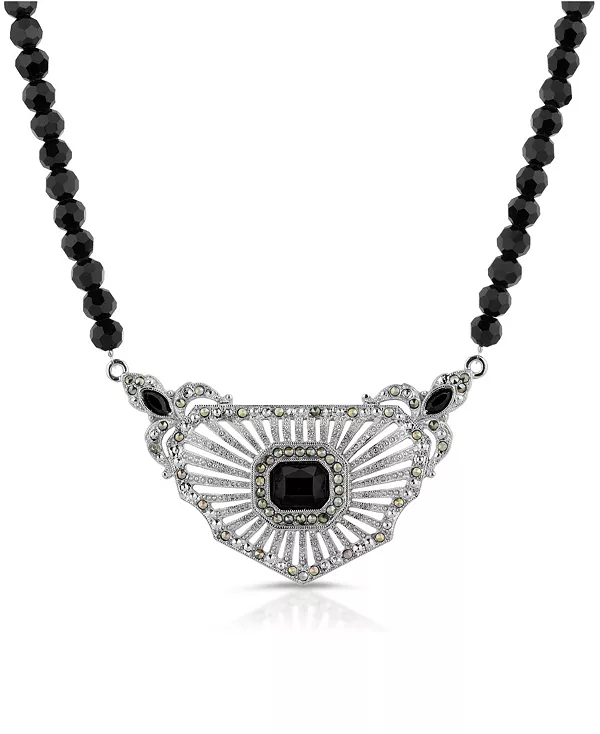 Ожерелье из бисера с кристаллами и имитацией марказита 2028, black
Ожерелье из бисера с кристаллами и имитацией марказита 2028, black