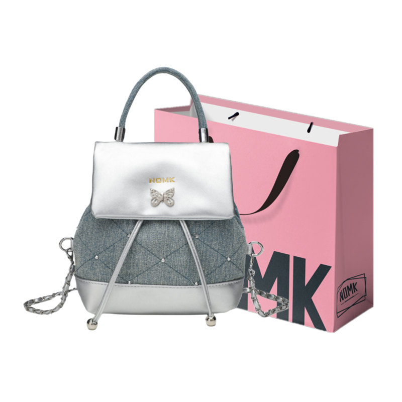 NOMK Маленький женский рюкзак черный серебристый, Denim Blue
NOMK Маленький женский рюкзак черный серебристый, Denim Blue