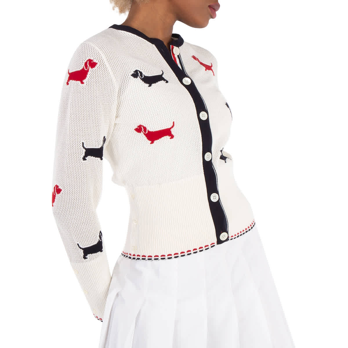 Женский кардиган из хлопковой ажурной ткани Hector от Thom Browne
Женский кардиган из хлопковой ажурной ткани Hector от Thom Browne