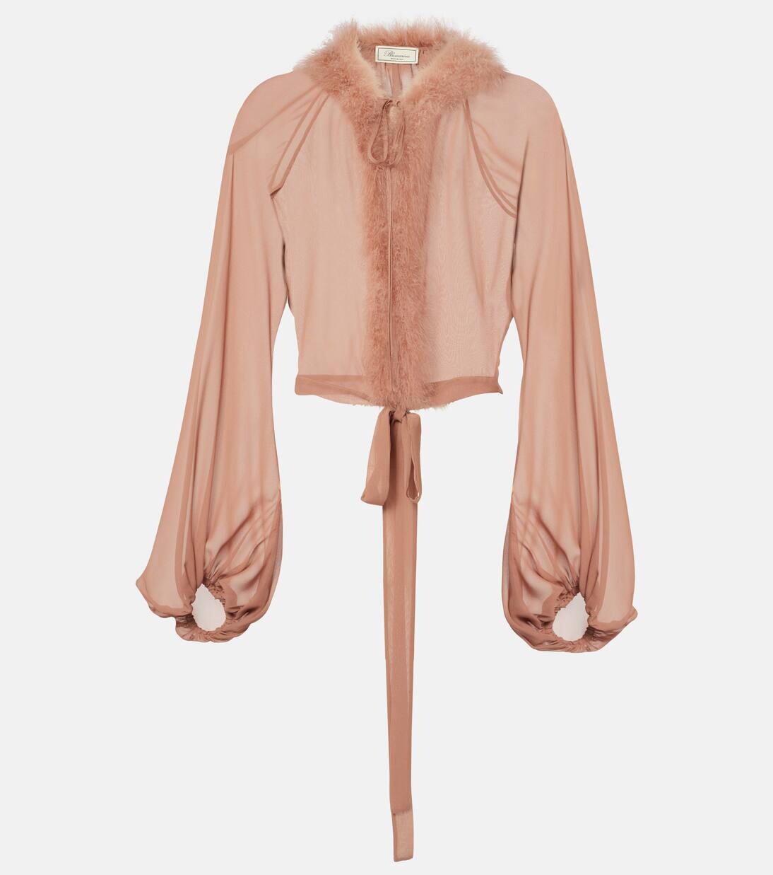 Шелковая блузка с отделкой из перьев Blumarine, цвет russet
Шелковая блузка с отделкой из перьев Blumarine, цвет russet