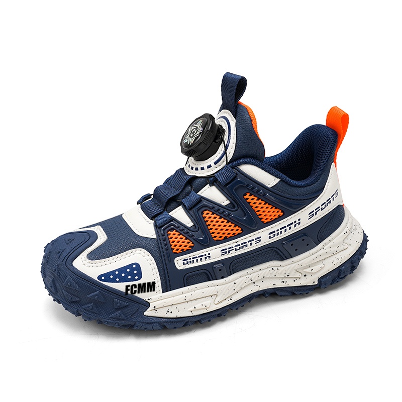 Противоскользящие и износостойкие, легкие, амортизирующие, низкие повседневные кроссовки для детей FCMM, синий/оранжевый 
Противоскользящие и износостойкие, легкие, амортизирующие, низкие повседневные кроссовки для детей FCMM, синий/оранжевый