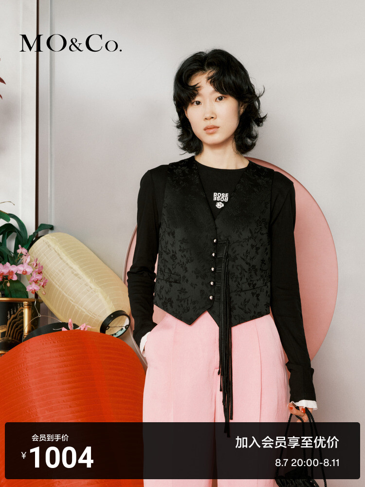 Жилет жаккардовый Moco 2024 с кисточками, черный
Жилет жаккардовый Moco 2024 с кисточками, черный