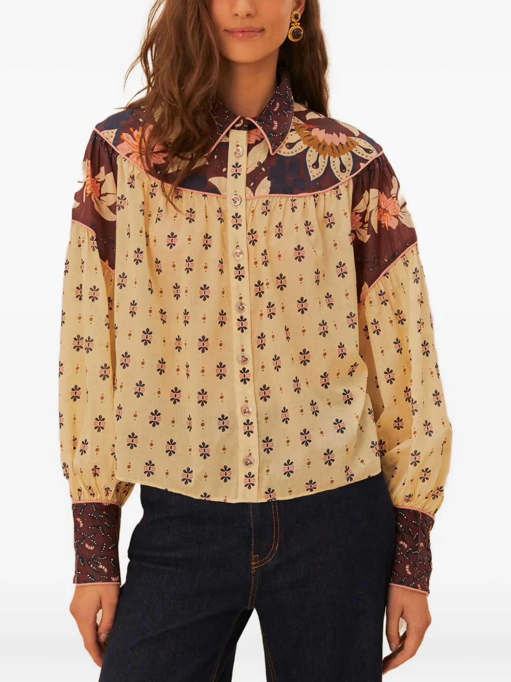 Блузка на пуговицах с цветочными вставками FARM Rio, желтый
Блузка на пуговицах с цветочными вставками FARM Rio, желтый