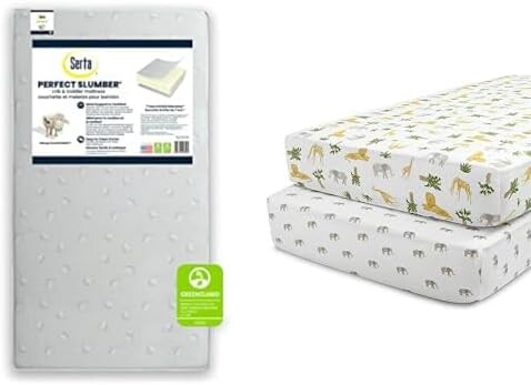 Delta Children Serta Perfect Slumber Двусторонняя кроватка из переработанного волокна и простыни для кроватки с матрасом для малышей для девочек и мальчиков (2 шт. в упаковке), Safari Friends (комплект), Safari Friends
Delta Children Serta Perfect Slumber Двусторонняя кроватка из переработанного волокна и простыни для кроватки с матрасом для малышей для девочек и мальчиков (2 шт. в упаковке), Safari Friends (комплект), Safari Friends