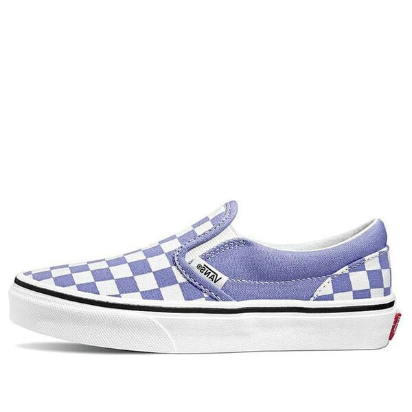 Кроссовки classic slip-on checkerboard kids blue/white Vans, белый 
Кроссовки classic slip-on checkerboard kids blue/white Vans, белый