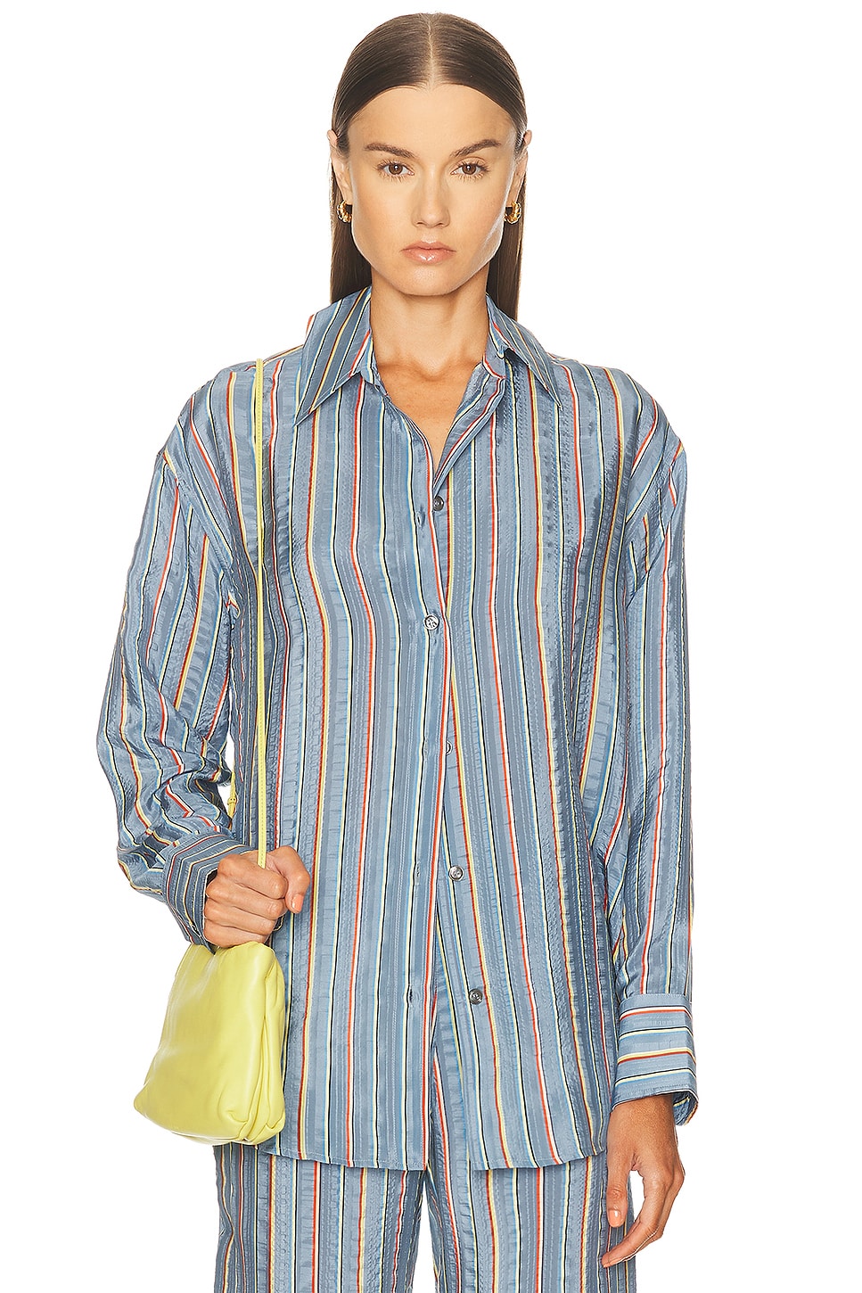 Полосатая большая рубашка The Elder Statesman, Dusty Blue
Полосатая большая рубашка The Elder Statesman, Dusty Blue