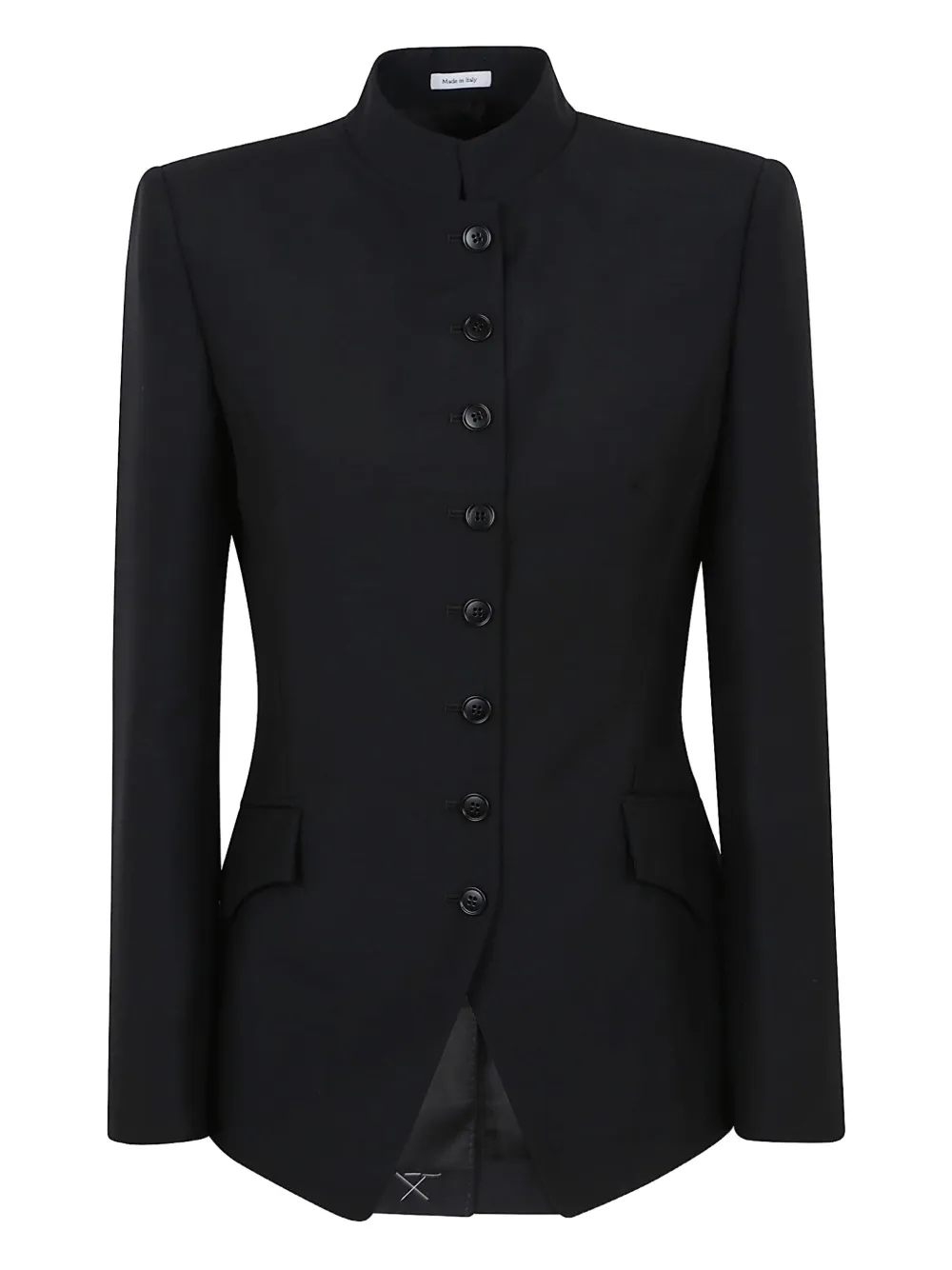 Приталенный пиджак с воротником-стойкой и пуговицами спереди Alexander McQueen, черный
Приталенный пиджак с воротником-стойкой и пуговицами спереди Alexander McQueen, черный