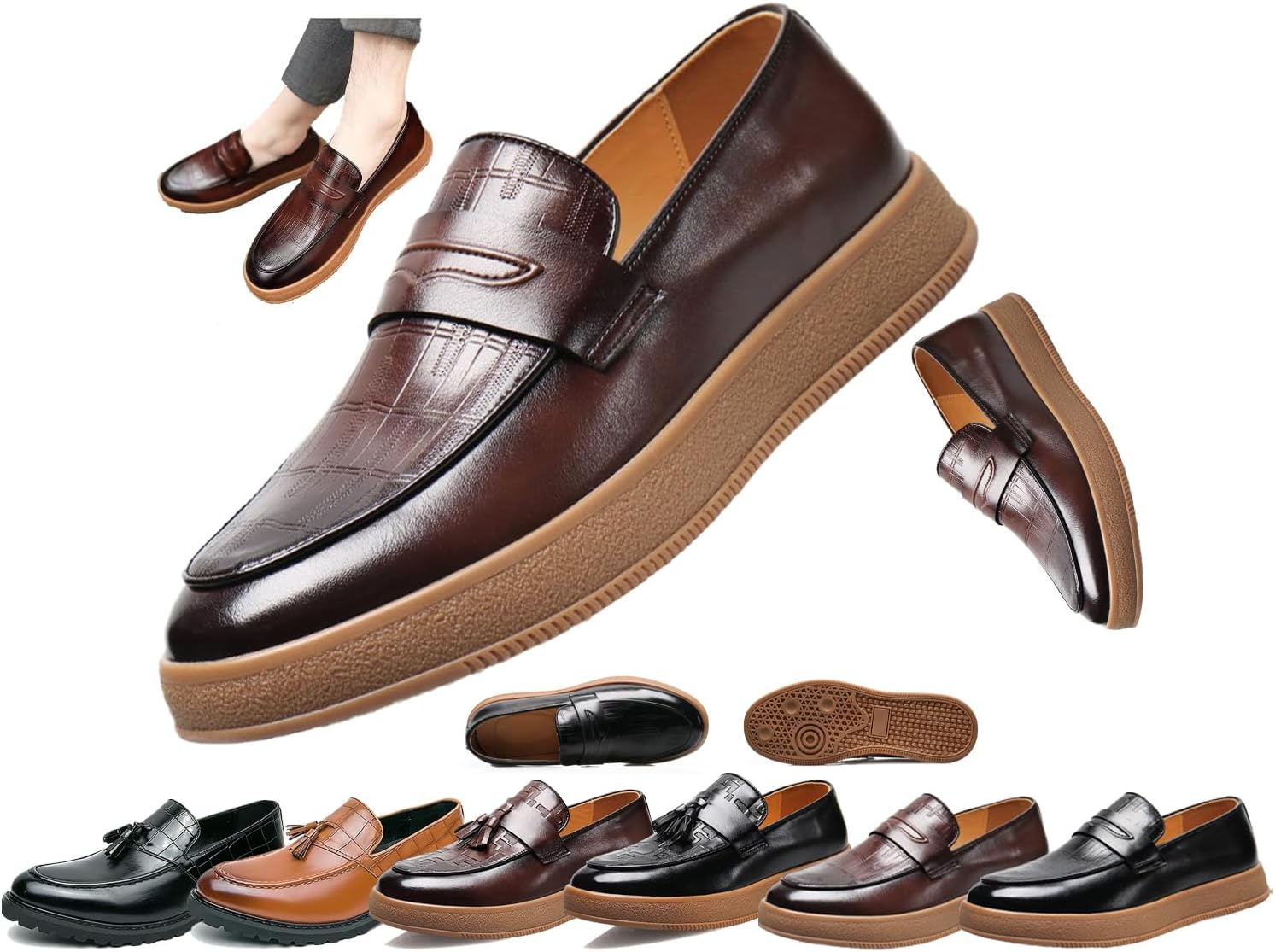 Мужские кожаные лоферы с кисточками в клетку, ретро с круглым носком, удобные нескользящие, на плоской подошве, для свиданий, бизнеса и вечеринок Generic, коричневый
Мужские кожаные лоферы с кисточками в клетку, ретро с круглым носком, удобные нескользящие, на плоской подошве, для свиданий, бизнеса и вечеринок Generic, коричневый