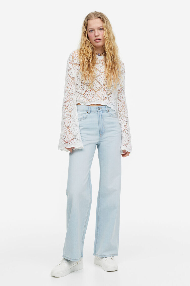 Широкие высокие джинсы H&M, синий
Широкие высокие джинсы H&M, синий