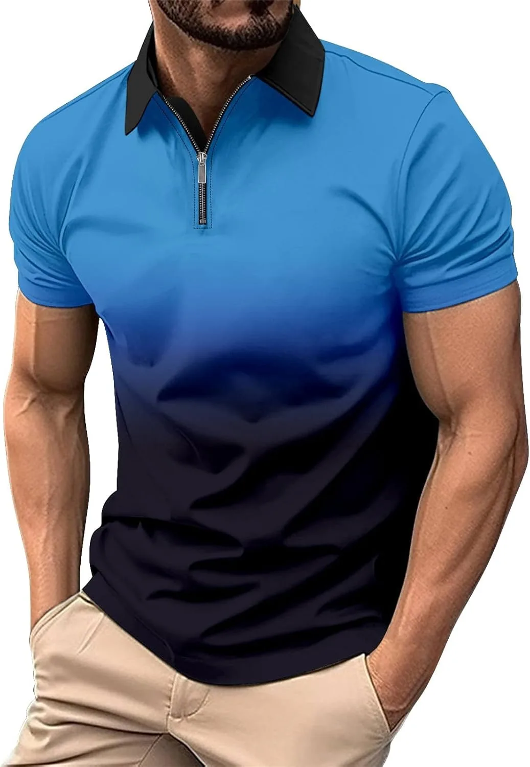 Polo Gradient футболка для мужчин с лацканом и молнией, короткий рукав, свободный крой
Polo Gradient футболка для мужчин с лацканом и молнией, короткий рукав, свободный крой