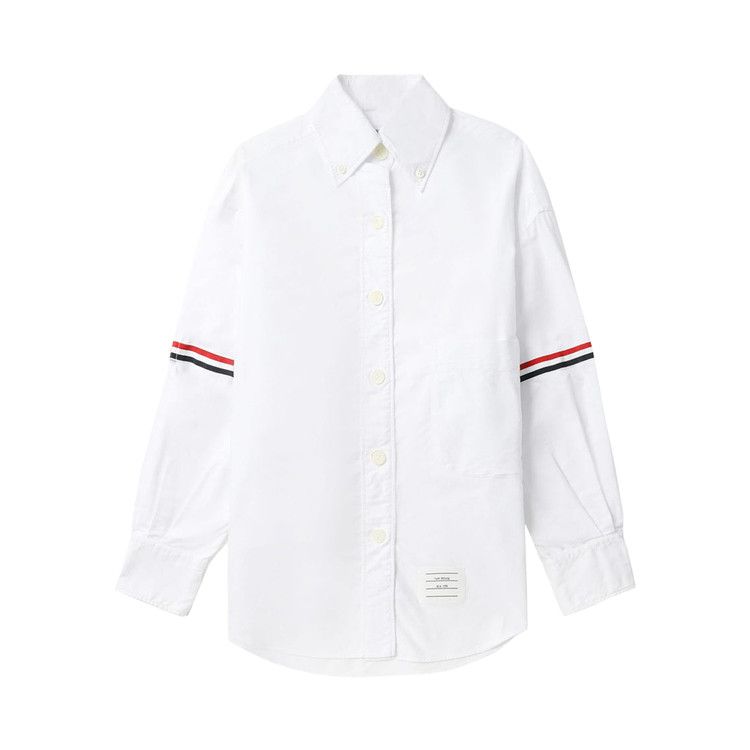 Рубашка Thom Browne Supersized Point Collar Shirt with RWB Grosgrain Armbands In Oxford 'White'
Рубашка Thom Browne Supersized Point Collar Shirt with RWB Grosgrain Armbands In Oxford 'White'