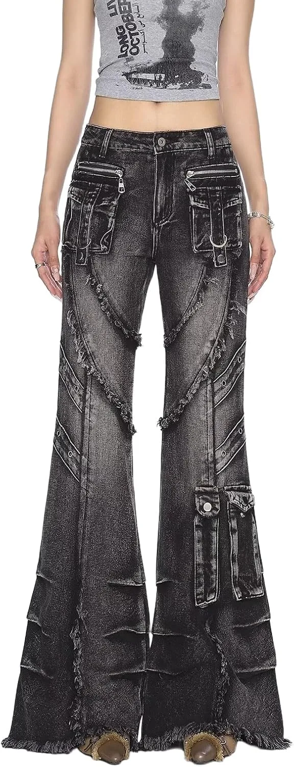 Джинсы Y2K Gothic с расклешенными штанинами - джинсы в панк-эстетике с карманами и декором MEOKIM
Джинсы Y2K Gothic с расклешенными штанинами - джинсы в панк-эстетике с карманами и декором MEOKIM