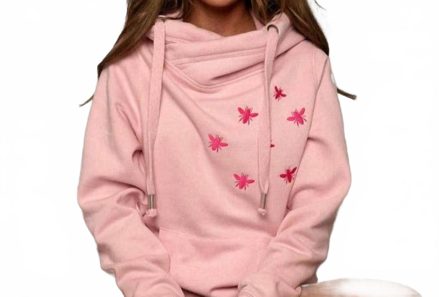 Вышитый пчела люкс худи в розовом James Steward 
Вышитый пчела люкс худи в розовом James Steward