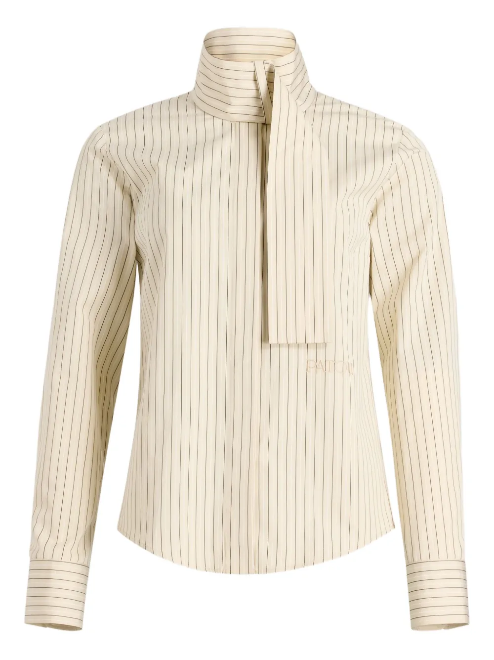 Блузка в тонкую полоску с воротником-шарфом PATOU, нейтральный
Блузка в тонкую полоску с воротником-шарфом PATOU, нейтральный