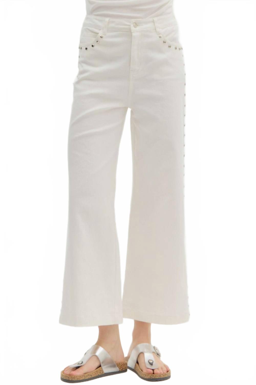 Белые брюки с заклепками Entro, белый
Белые брюки с заклепками Entro, белый