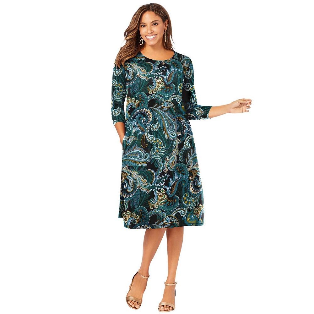 Женское платье-футболка эластичного трикотажа Jessica London больших размеров с рукавами три четверти, цвет Frost Teal Paisley
Женское платье-футболка эластичного трикотажа Jessica London больших размеров с рукавами три четверти, цвет Frost Teal Paisley