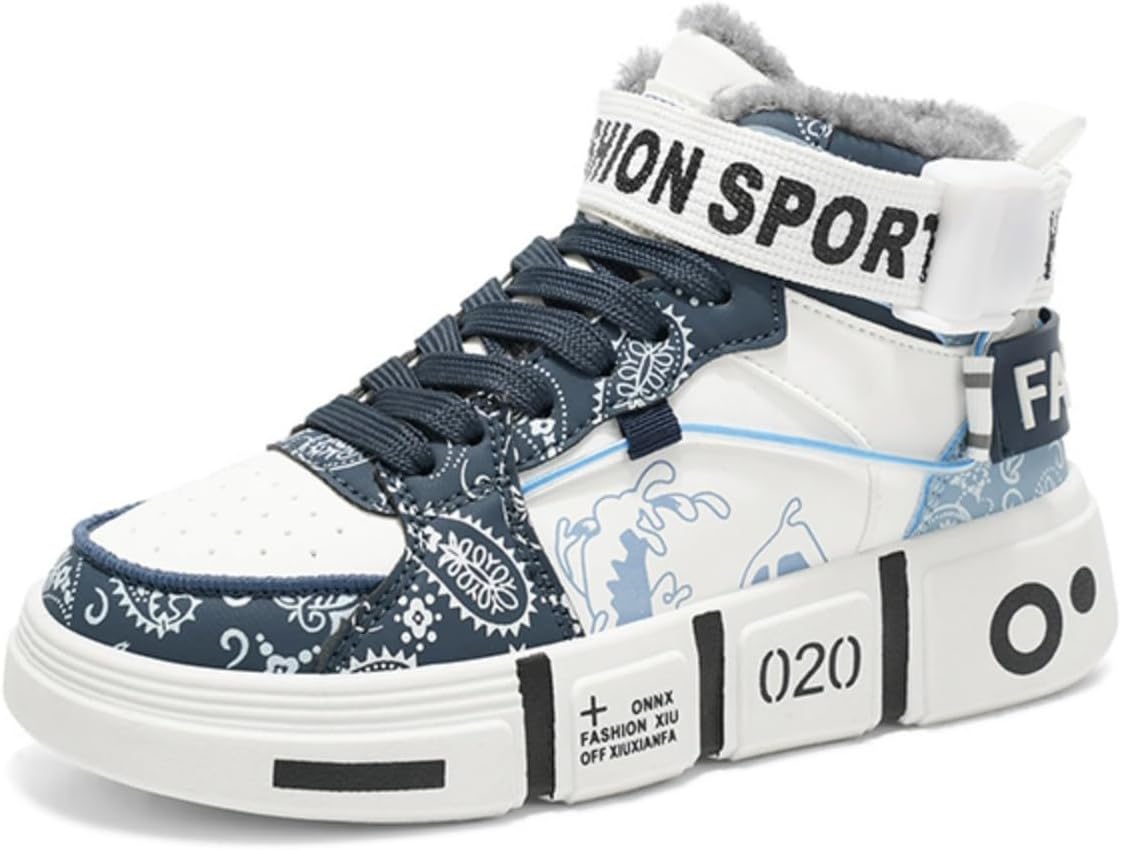 Мужские высокие кроссовки с флисовой подкладкой: регулируемый ремешок и шнурки, смелые узоры и надписи, стильная и удобная повседневная обувь, ультратеплая подкладка Khwfjas, синий
Мужские высокие кроссовки с флисовой подкладкой: регулируемый ремешок и шнурки, смелые узоры и надписи, стильная и удобная повседневная обувь, ультратеплая подкладка Khwfjas, синий
