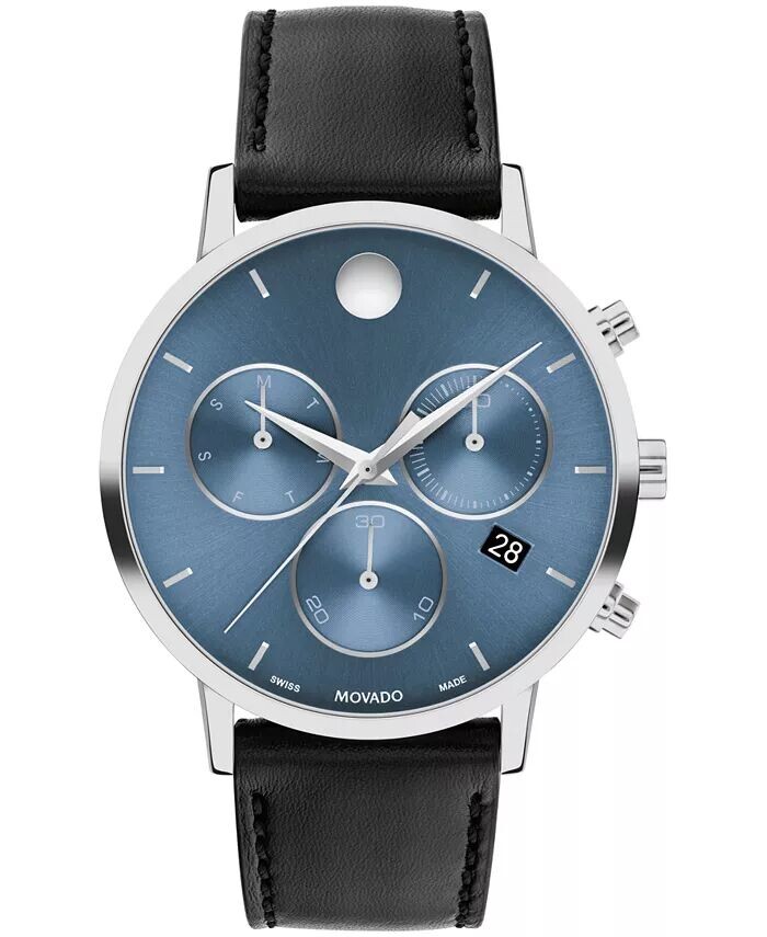 Мужские музейные классические швейцарские кварцевые часы с хронографом, черные кожаные часы, 42 мм Movado
Мужские музейные классические швейцарские кварцевые часы с хронографом, черные кожаные часы, 42 мм Movado