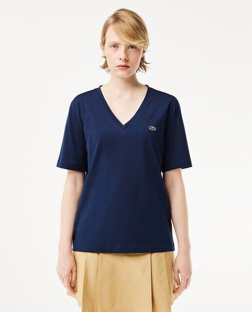 Футболка свободного кроя с V-образным вырезом из мягкого хлопкового трикотажа Lacoste, темно-синий
Футболка свободного кроя с V-образным вырезом из мягкого хлопкового трикотажа Lacoste, темно-синий