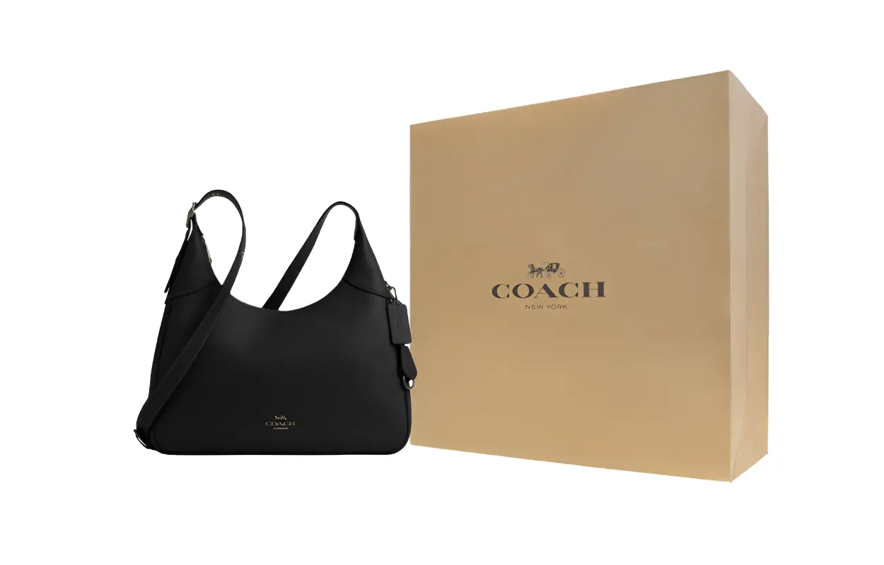 COACH Кожаная сумка через плечо под мышку большая женская черная