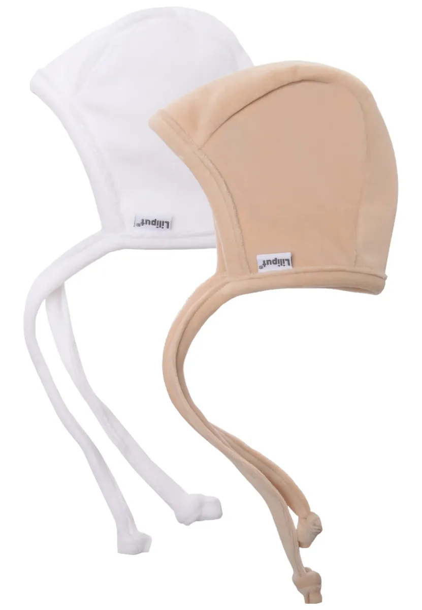 Вязаная шапка Liliput "бело-бежевый" (2 шт.), с практичной завязкой, бежевый 
Вязаная шапка Liliput "бело-бежевый" (2 шт.), с практичной завязкой, бежевый