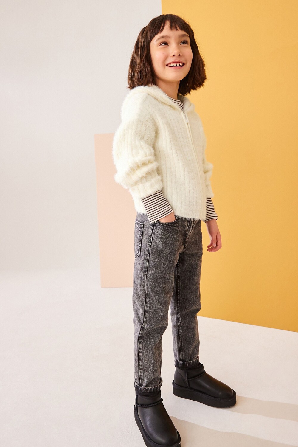 Пушистая толстовка с капюшоном (3 16 лет) Next, экрю