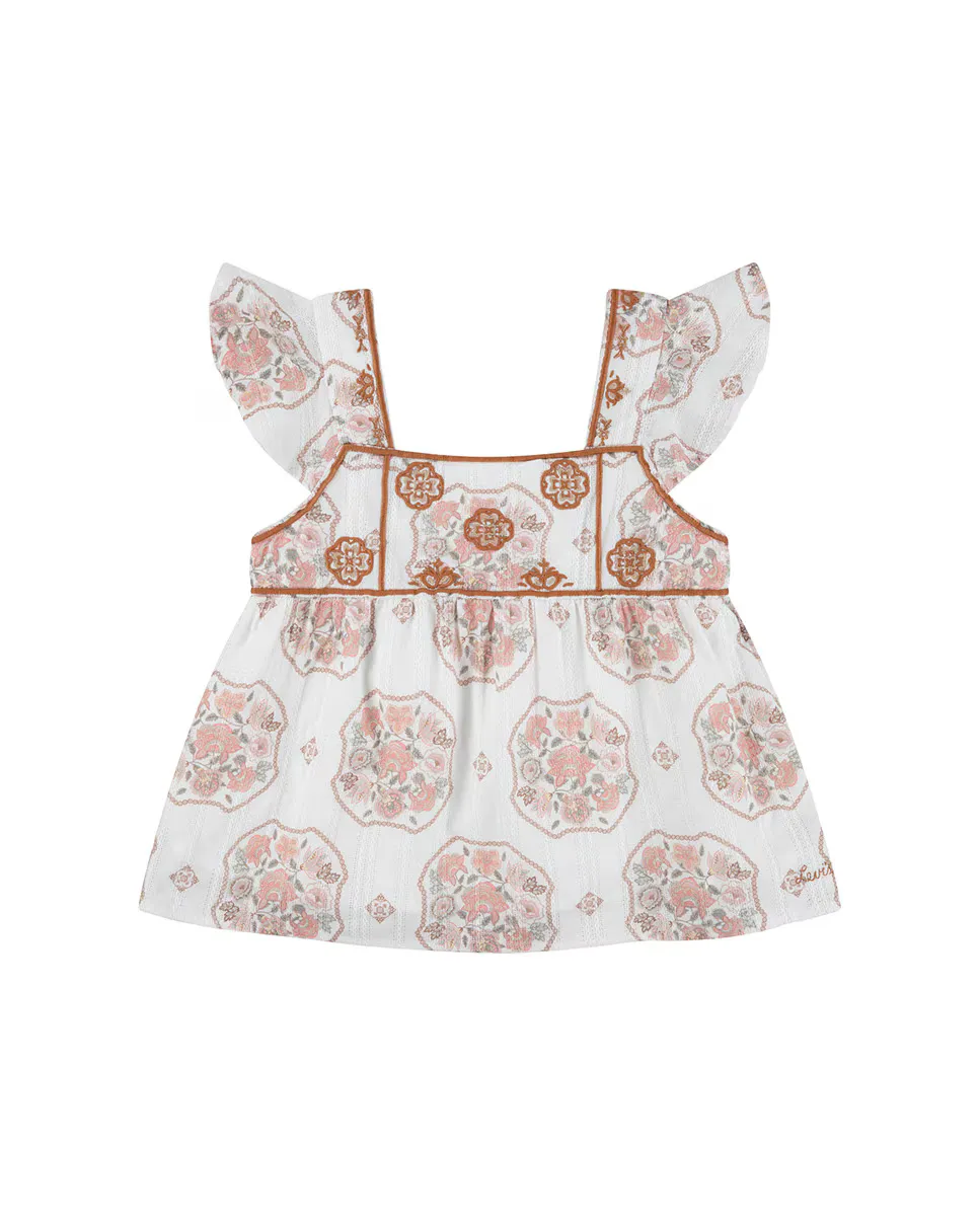 Футболка Levi's с оборками и рукавами для девочек, белый 
Футболка Levi's с оборками и рукавами для девочек, белый