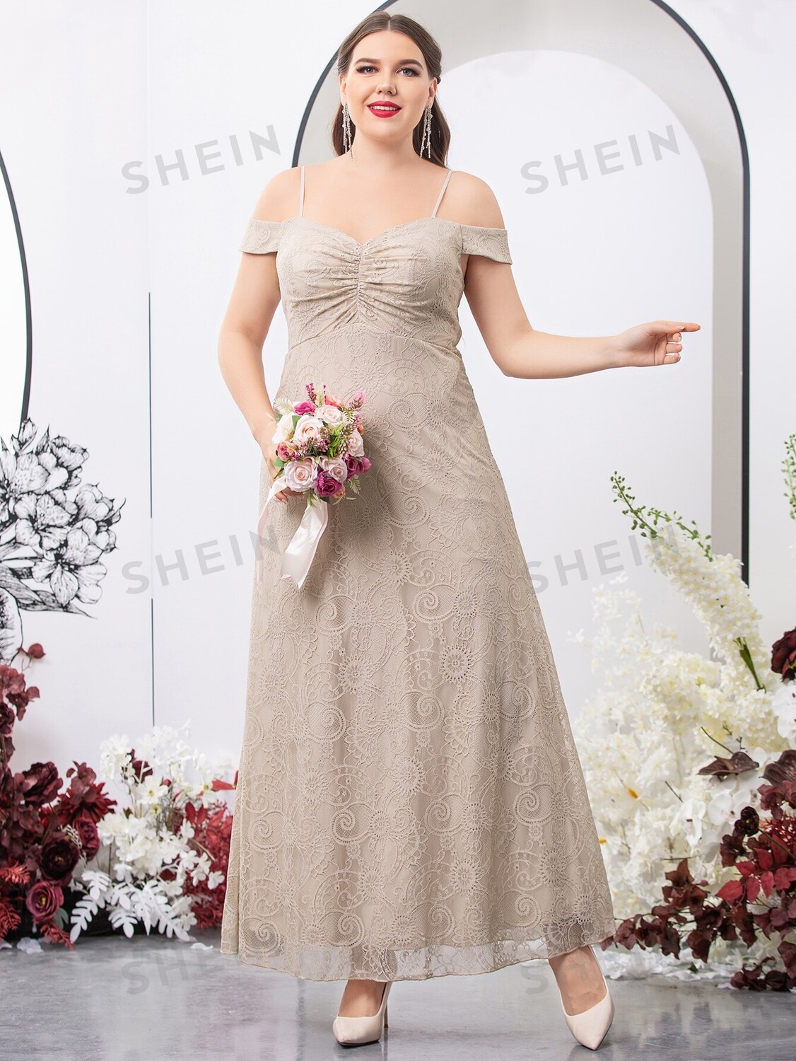Платье для подружки невесты Belle Plus, с открытыми плечами, кружево Shein, хаки
Платье для подружки невесты Belle Plus, с открытыми плечами, кружево Shein, хаки