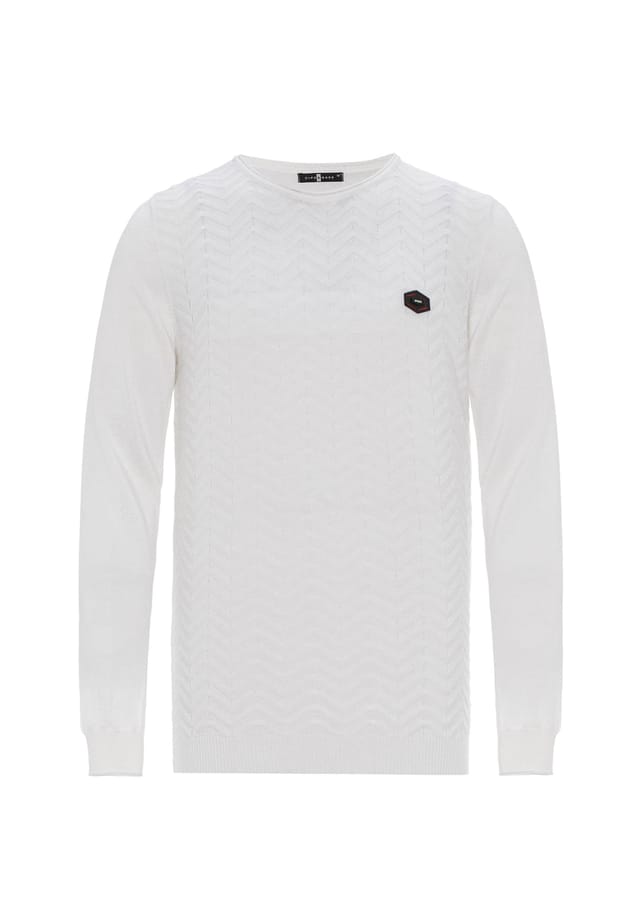 Вязаный свитер с тонким узором вязки Cipo & Baxx, белый
Вязаный свитер с тонким узором вязки Cipo & Baxx, белый