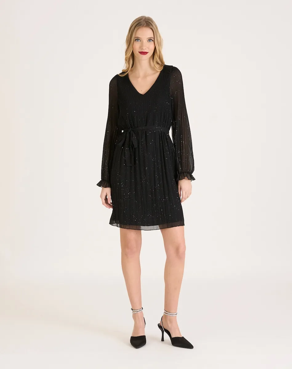 Платье из плиссированной ткани с блестящей отделкой Naf Naf, черный
Платье из плиссированной ткани с блестящей отделкой Naf Naf, черный