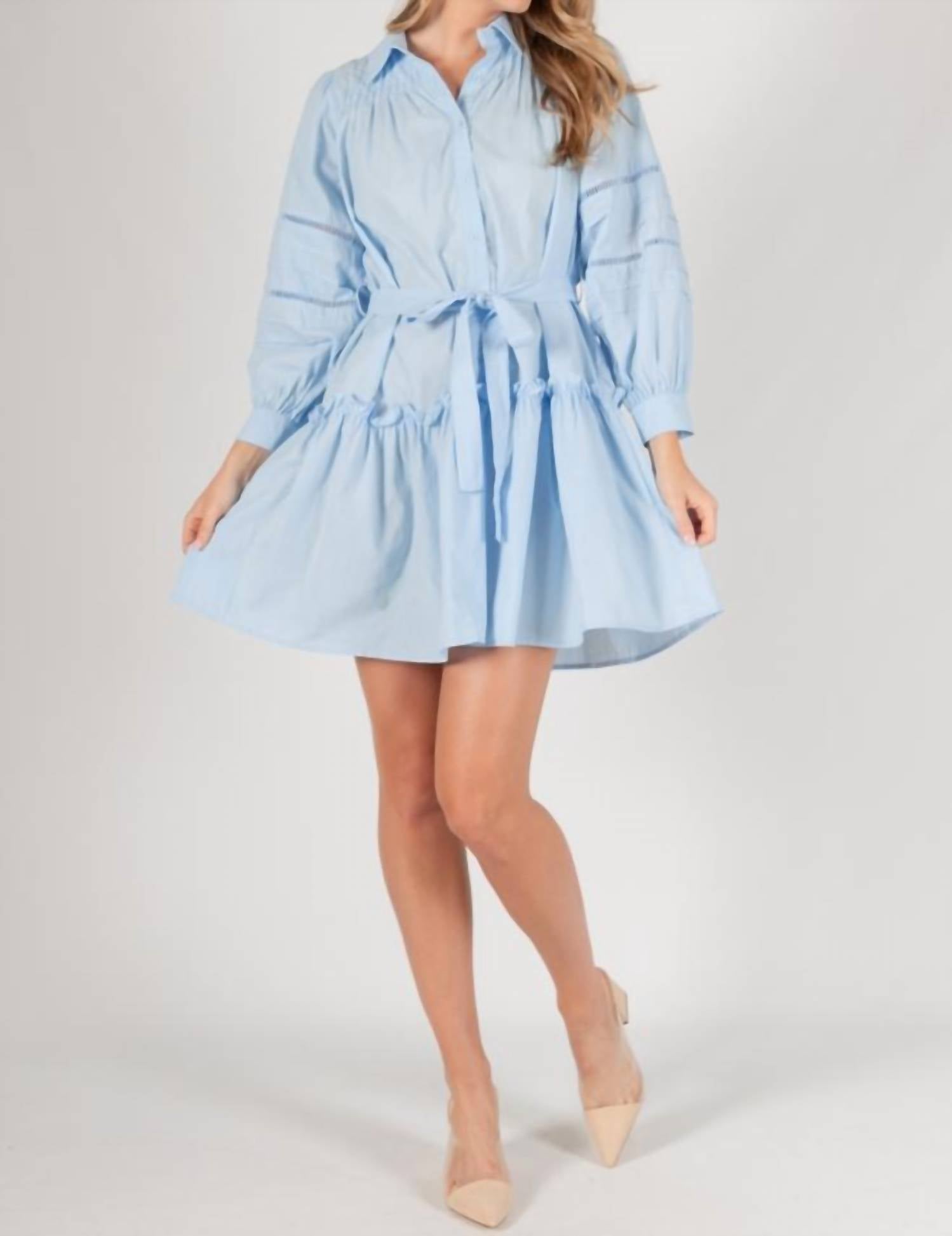 Платье с рукавами-фонариками из поплина в пудрово-голубом цвете с ажурными вставками Before You Collection
Платье с рукавами-фонариками из поплина в пудрово-голубом цвете с ажурными вставками Before You Collection