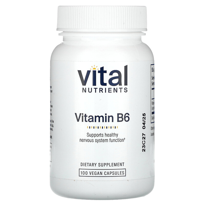 Vital Nutrients, Витамин B6, 100 мг, 100 веганских капсул
Vital Nutrients, Витамин B6, 100 мг, 100 веганских капсул