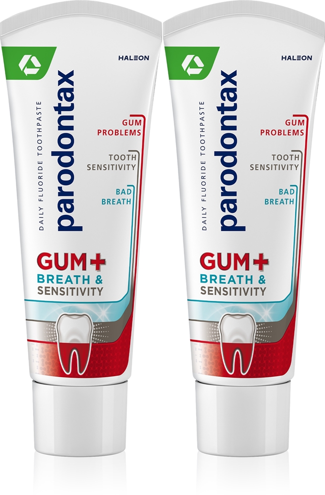 Оригинальная зубная паста Gum and Sens, обеспечивающая комплексную защиту от неприятного запаха изо рта Parodontax, 2× 75 мл
Оригинальная зубная паста Gum and Sens, обеспечивающая комплексную защиту от неприятного запаха изо рта Parodontax, 2× 75 мл