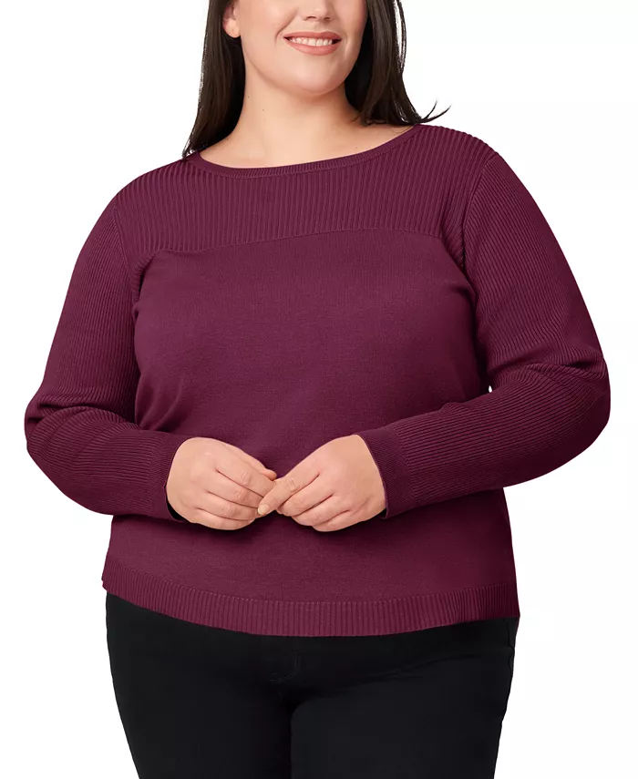 Свитер-пуловер больших размеров с ребристой кокеткой Melissa Paige, красный
Свитер-пуловер больших размеров с ребристой кокеткой Melissa Paige, красный