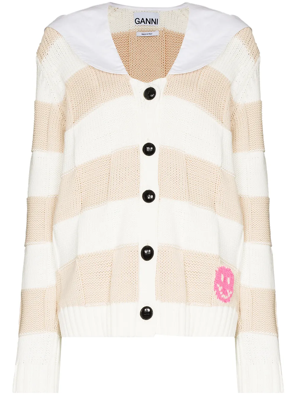Полосатый кардиган на пуговицах GANNI, нейтральный
Полосатый кардиган на пуговицах GANNI, нейтральный