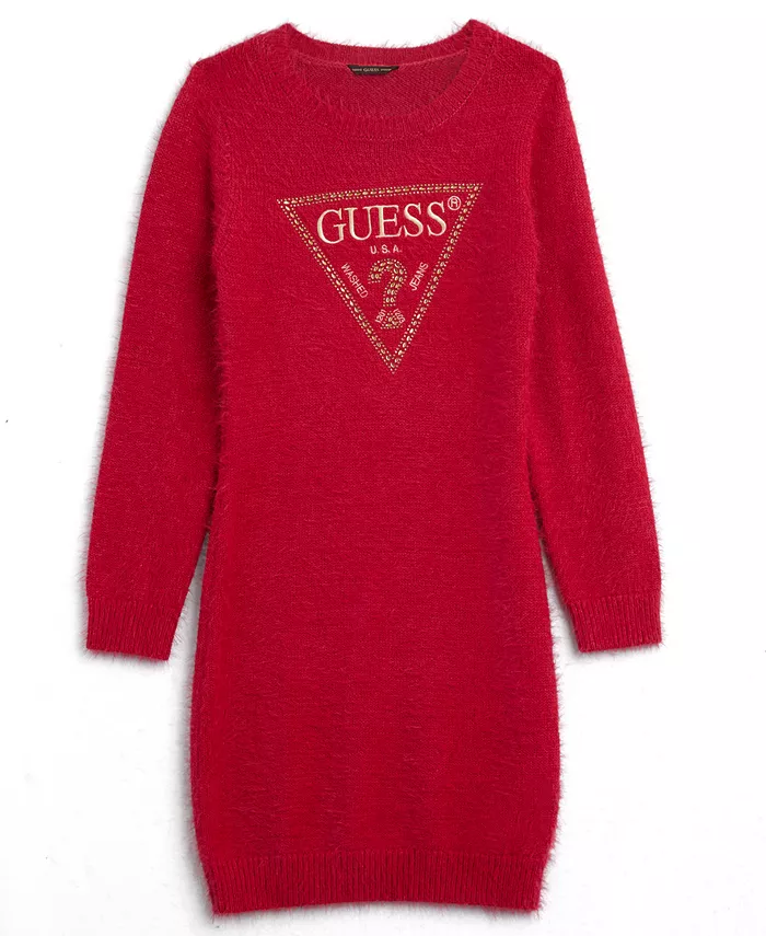 Детское платье-свитер с длинными рукавами и логотипом, украшенным стразами, для девочек 7-16 лет Guess, розовый
Детское платье-свитер с длинными рукавами и логотипом, украшенным стразами, для девочек 7-16 лет Guess, розовый