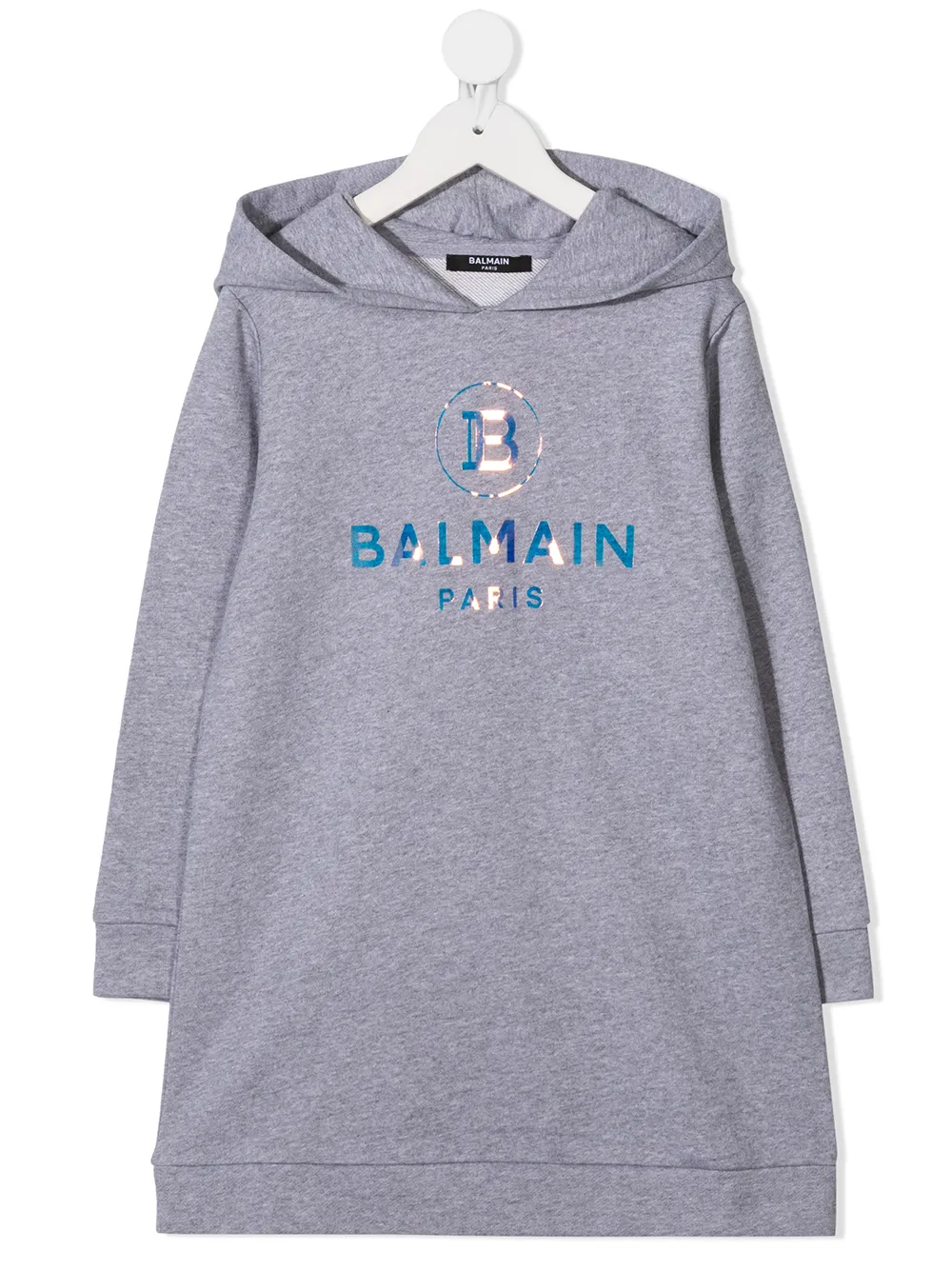 Платье с капюшоном и логотипом Balmain Kids, серый
Платье с капюшоном и логотипом Balmain Kids, серый