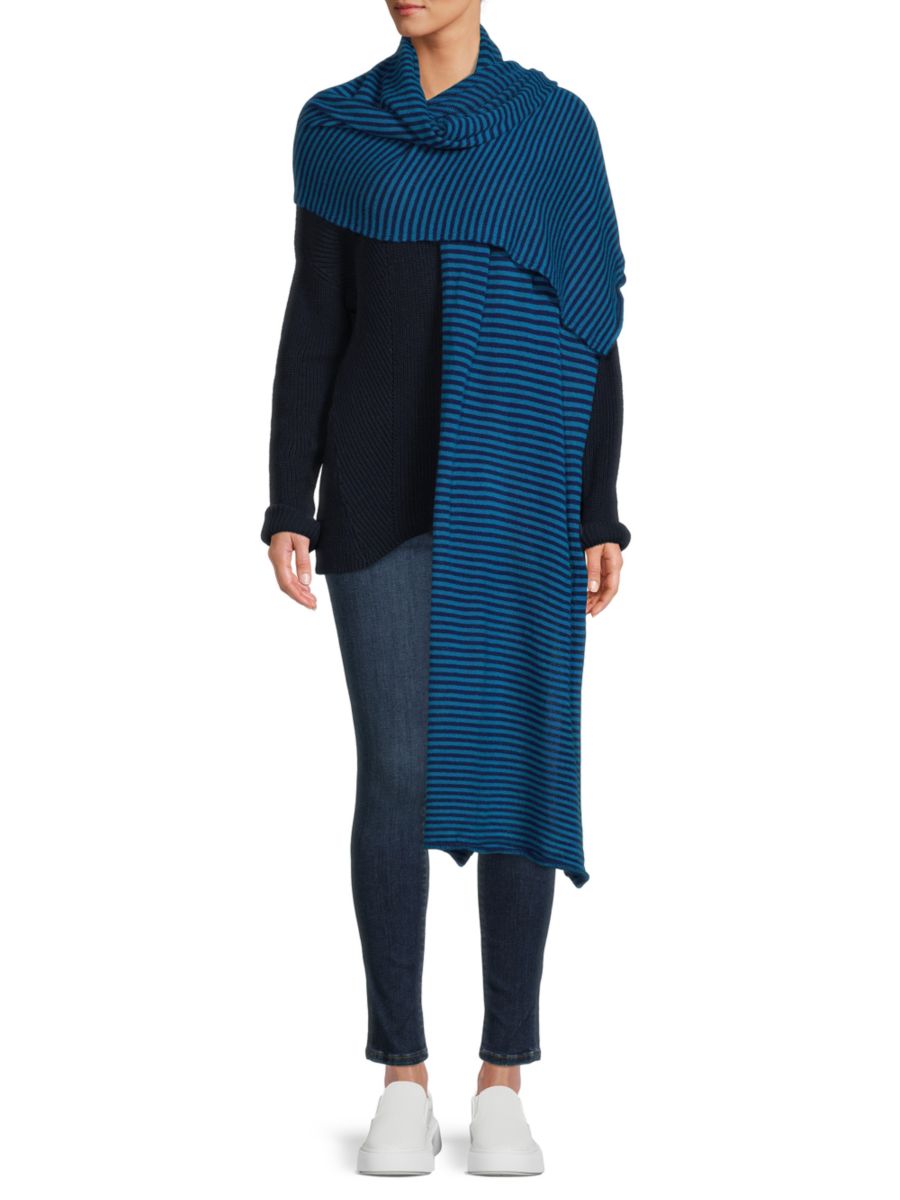 Большой полосатый шарф из кашемирового джерси Portolano, индиго
Большой полосатый шарф из кашемирового джерси Portolano, индиго