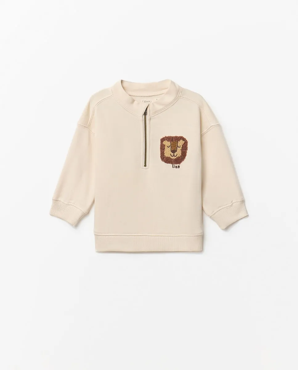 Свитшот на молнии с нашивкой Sfera, белый 
Свитшот на молнии с нашивкой Sfera, белый