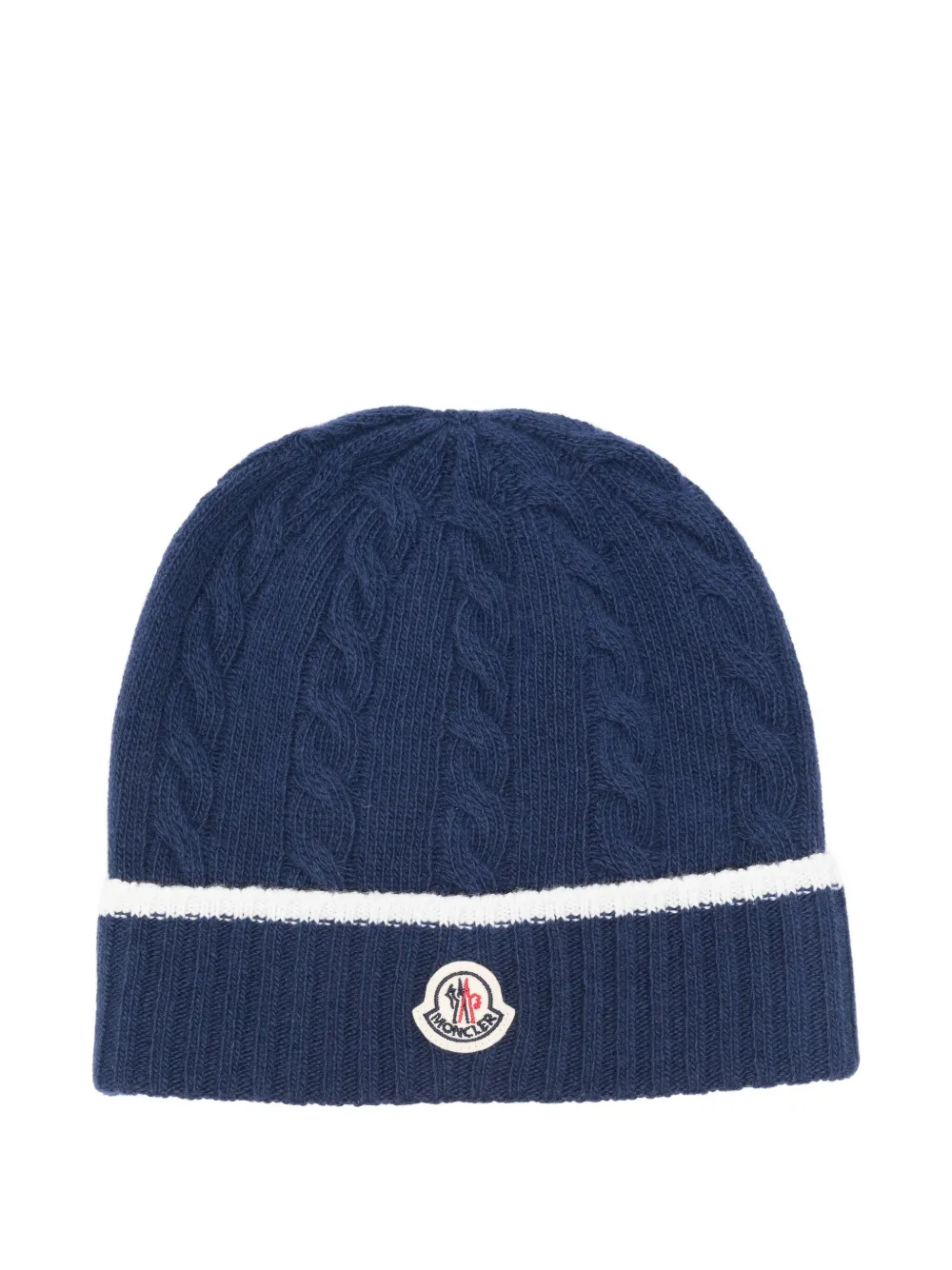 Шапка из шерсти, вязанная косами Moncler Enfant, синий 
Шапка из шерсти, вязанная косами Moncler Enfant, синий